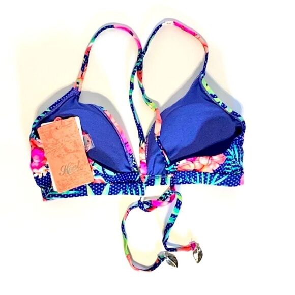 Heat Swimwear Sweet Escape Tropical Cross Back Triangle Bikini Top Size Small - Picture 7 of 13